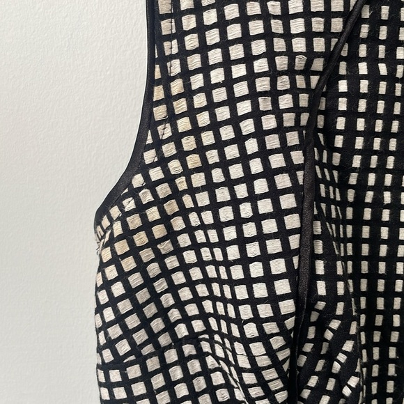Reiss Checked Grid Pattern A Line Fit Flare Dress Black White sleeveless 4 - Picture 12 of 12